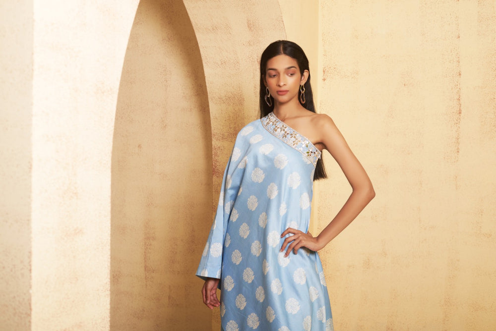 Hand Embroidered Off shoulder tunic set image 5