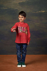 Red  Shirt with Jharokha Panel image 3