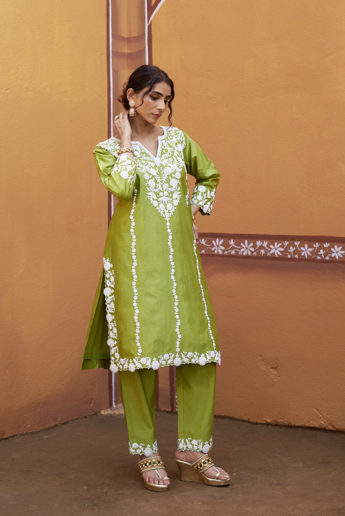 Hand embroidery dori cut work kurta set image 1
