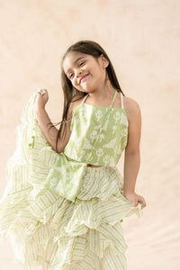 Chanderi silk top & skirt image 3