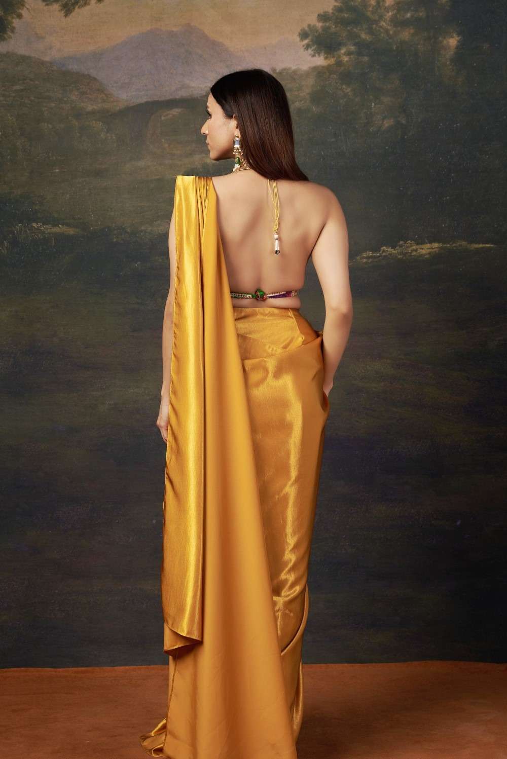 Khushi Karki in our Liquid gold saree with Cleopatra blouse image 7