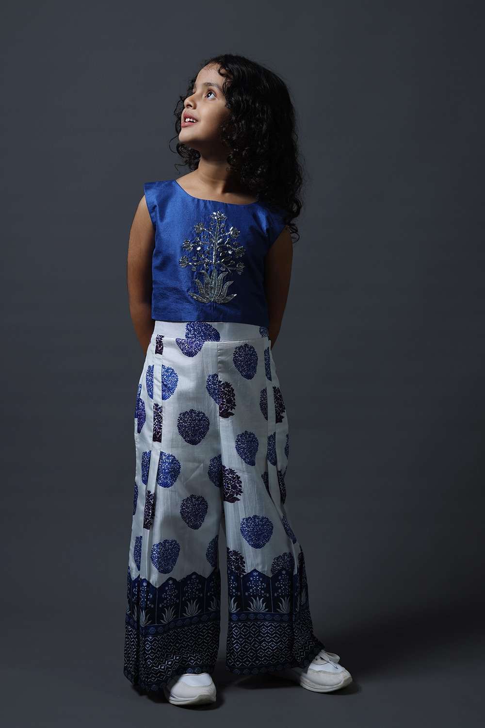 Neeli buti Hand Embroidered twinning set for  Father + Daughter + Son image 10