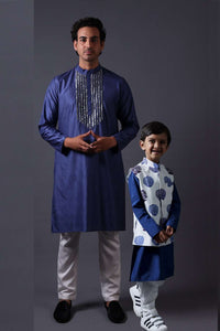 Neeli buti Hand Embroidered twinning set for Father  + Son image 0
