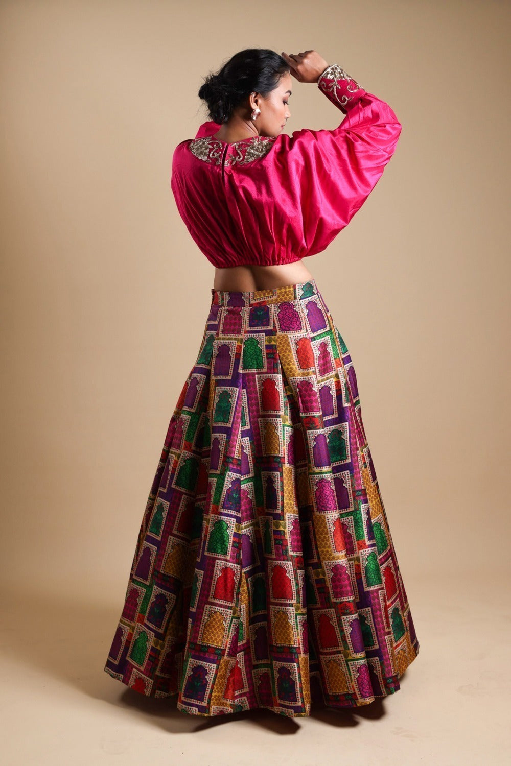 Hand-Embroidered Blouse With Lehenga image 5