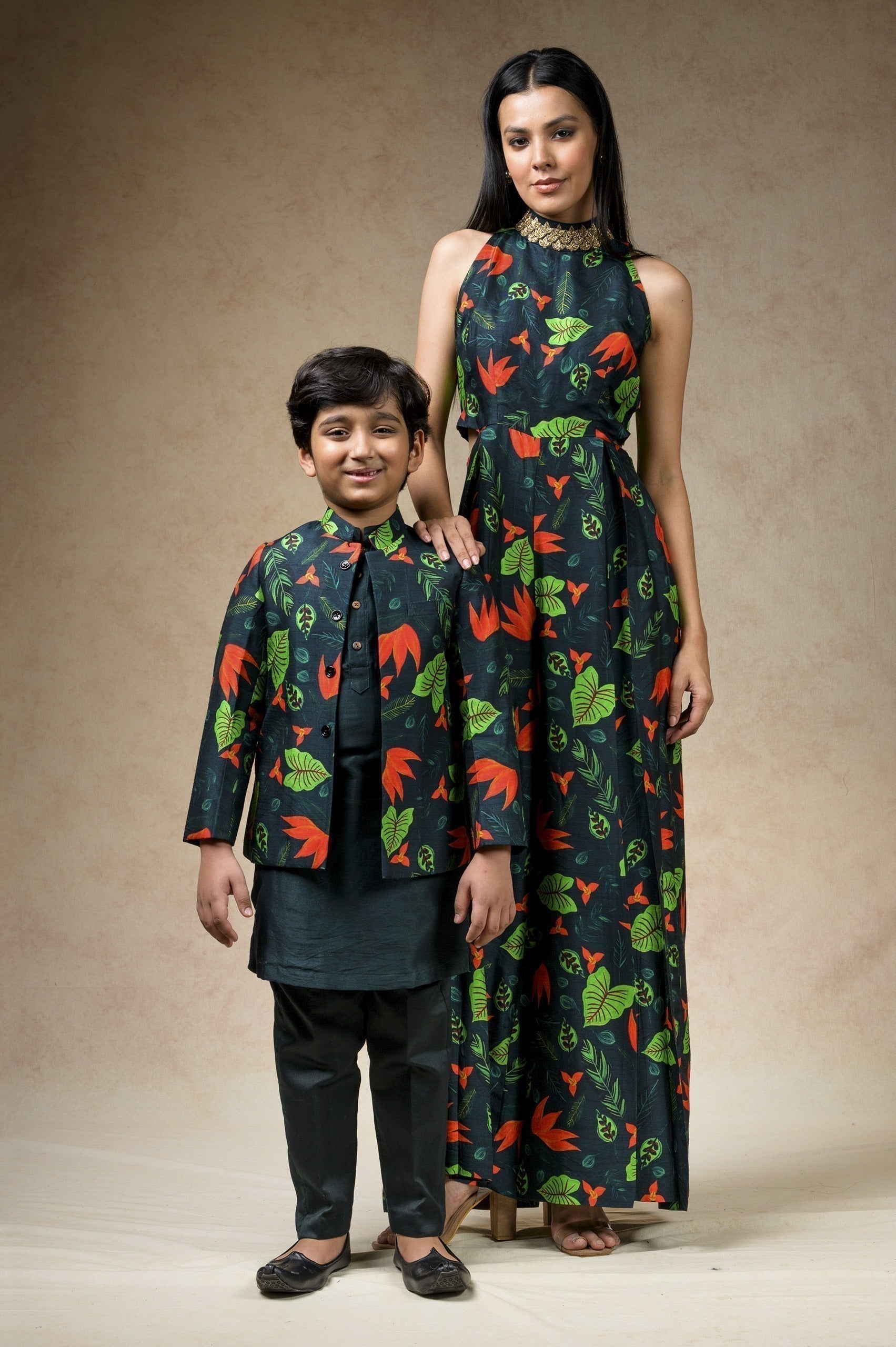 Hand embroidered Lily print twinning set for Mom + Son (Copy) image 0