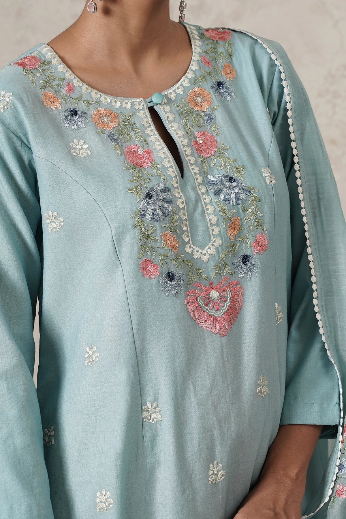 Aasmani Hand-Embroidered Kurta Set