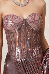 Masoom embroidered corset blouse with Metallic Pre-Draped Saree
