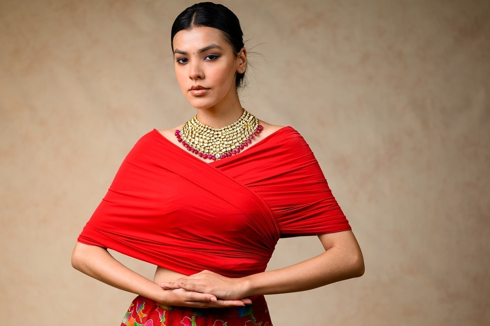 Hand Embroidred Lehenga With Drape Blouse And Feather Dupatta image 7