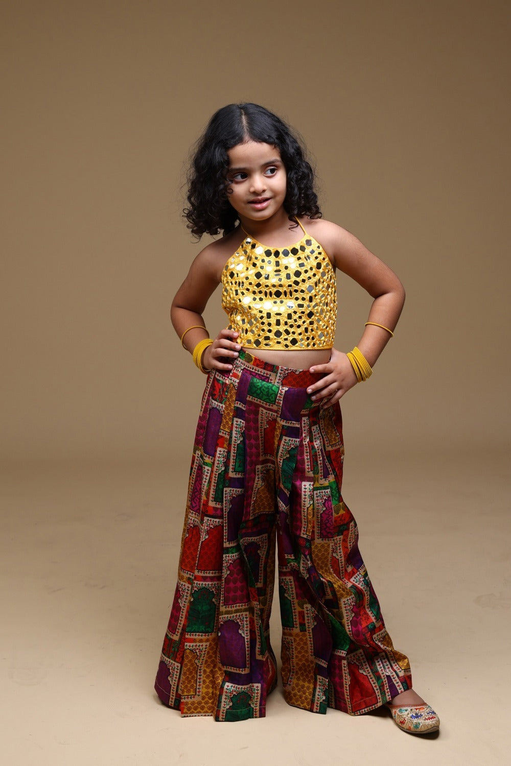 Hand Embrodiered Halter Top With Pleated Pant image 7