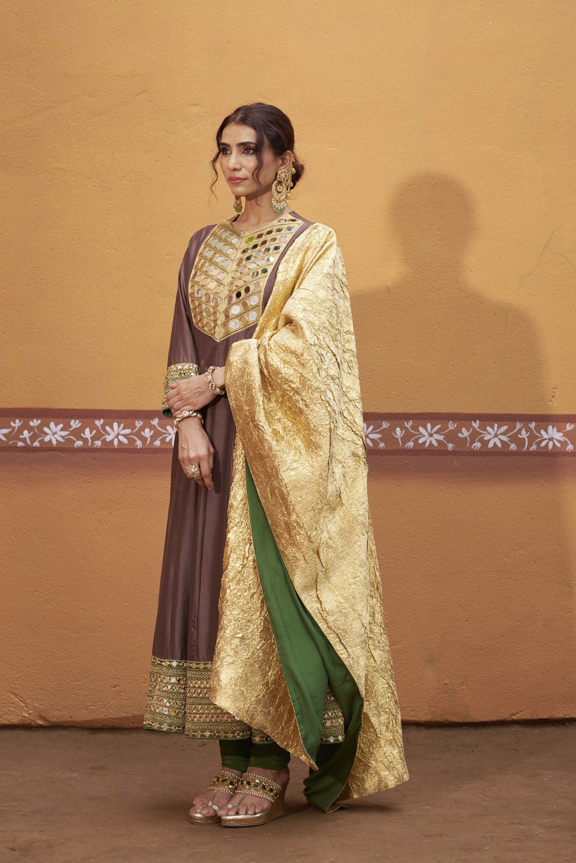 Anarkali with embroidered border and yoke image 6