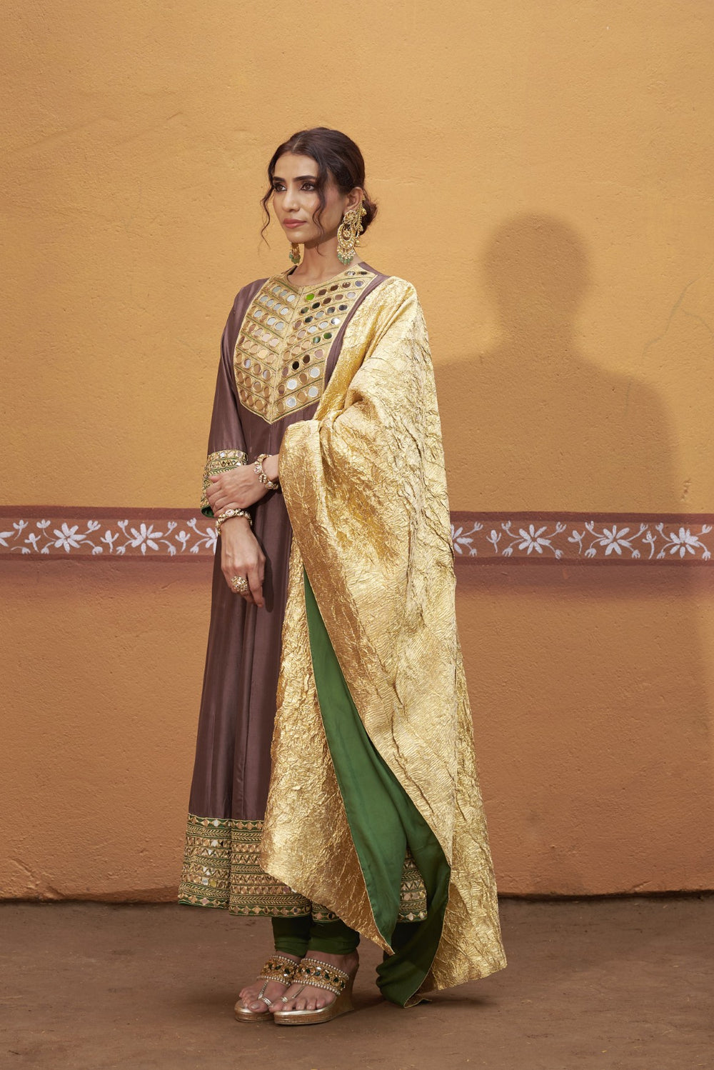 Anarkali with embroidered border and yoke image 6