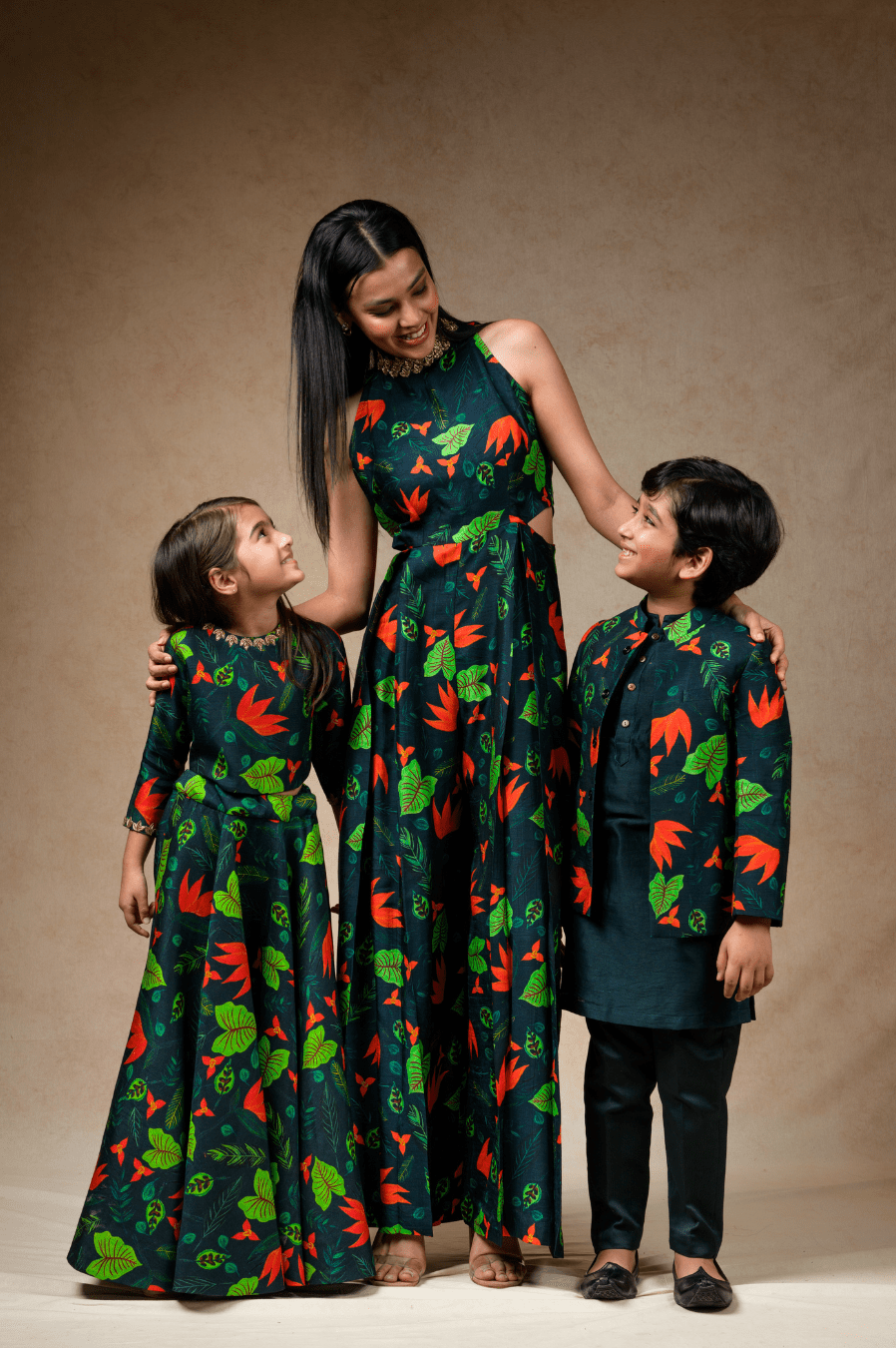 Hand embroidered Lily print twinning set for Mom + Daughter + Son (Copy) image 1