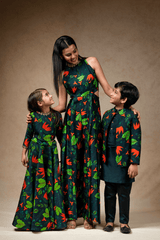 Hand embroidered Lily print twinning set for Mom + Daughter + Son (Copy) image 1