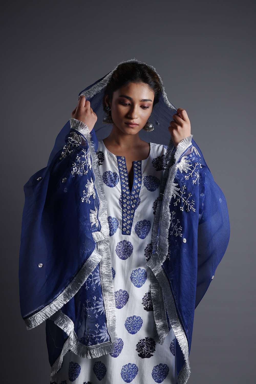 Neeli Buti Zardozi Work  twinning set for Mom + Daughter image 11