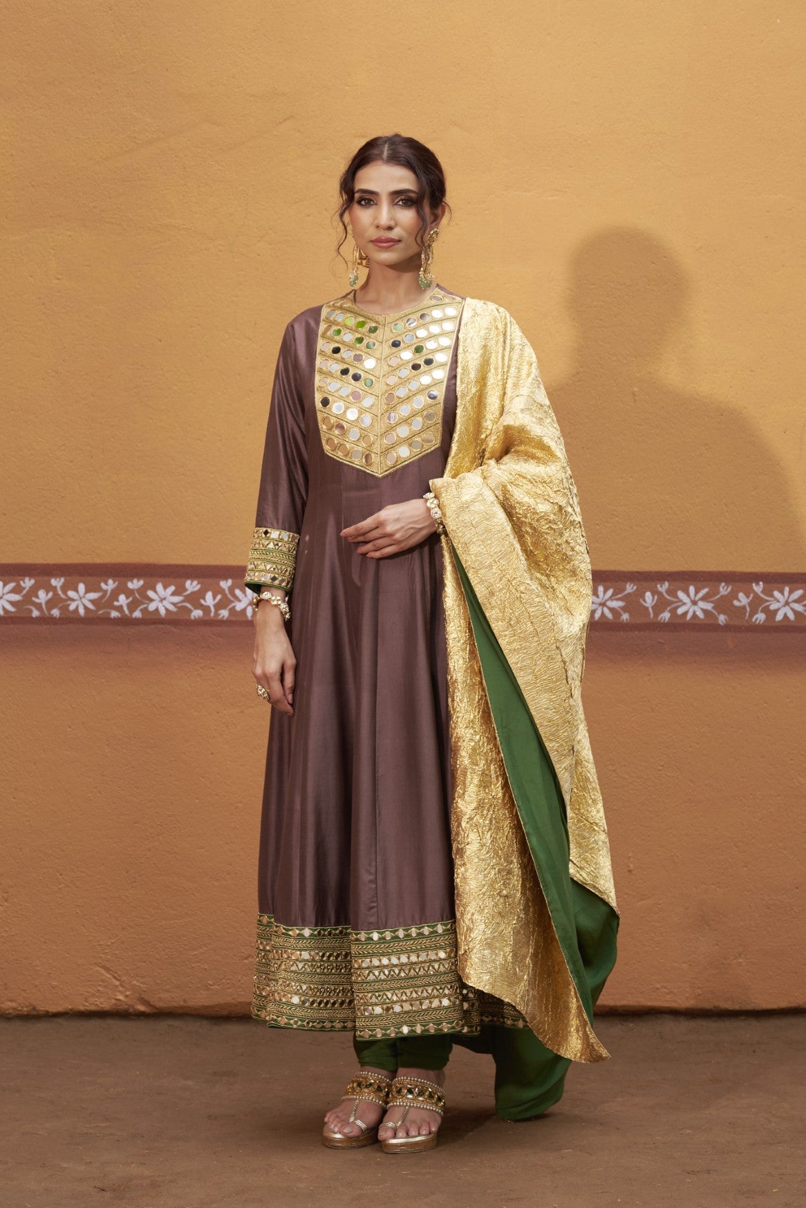 Anarkali with embroidered border and yoke image 8