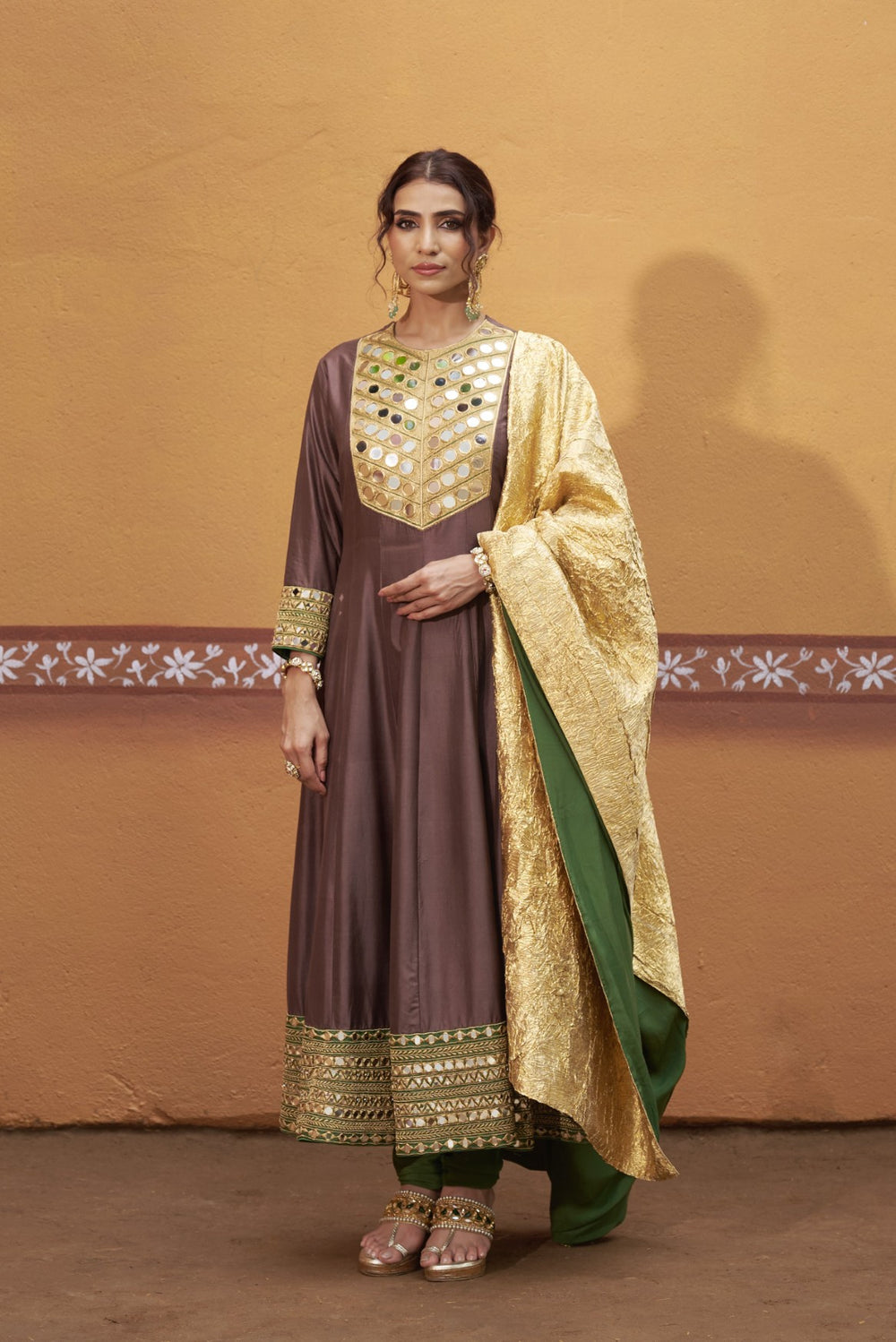 Anarkali with embroidered border and yoke image 8