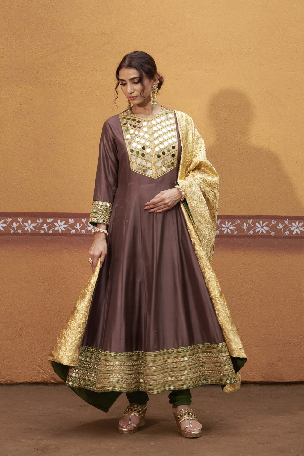 Anarkali with embroidered border and yoke image 7