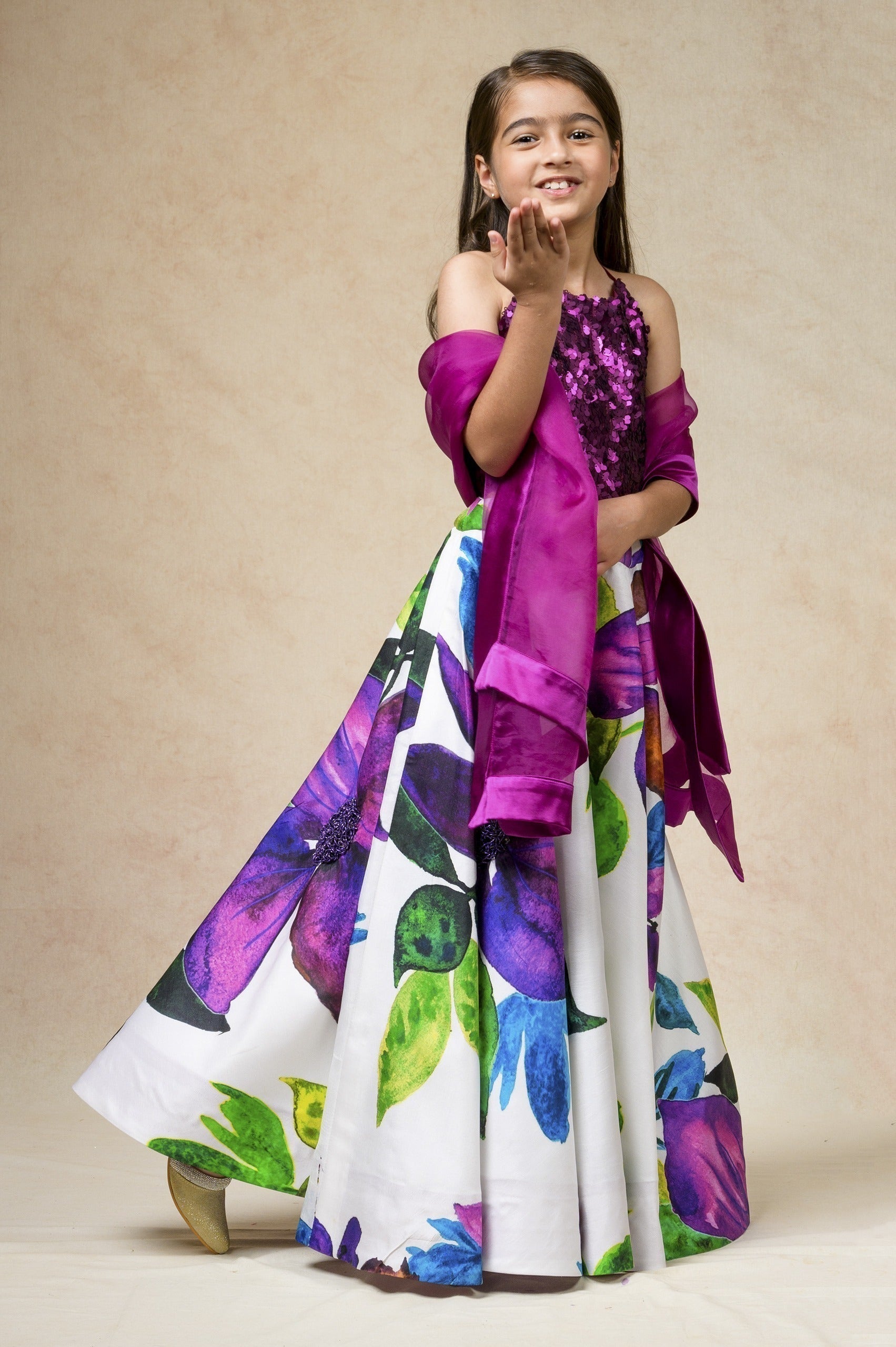 Hand Embroidered silk twinning set for Mom + Daughter + Son image 16