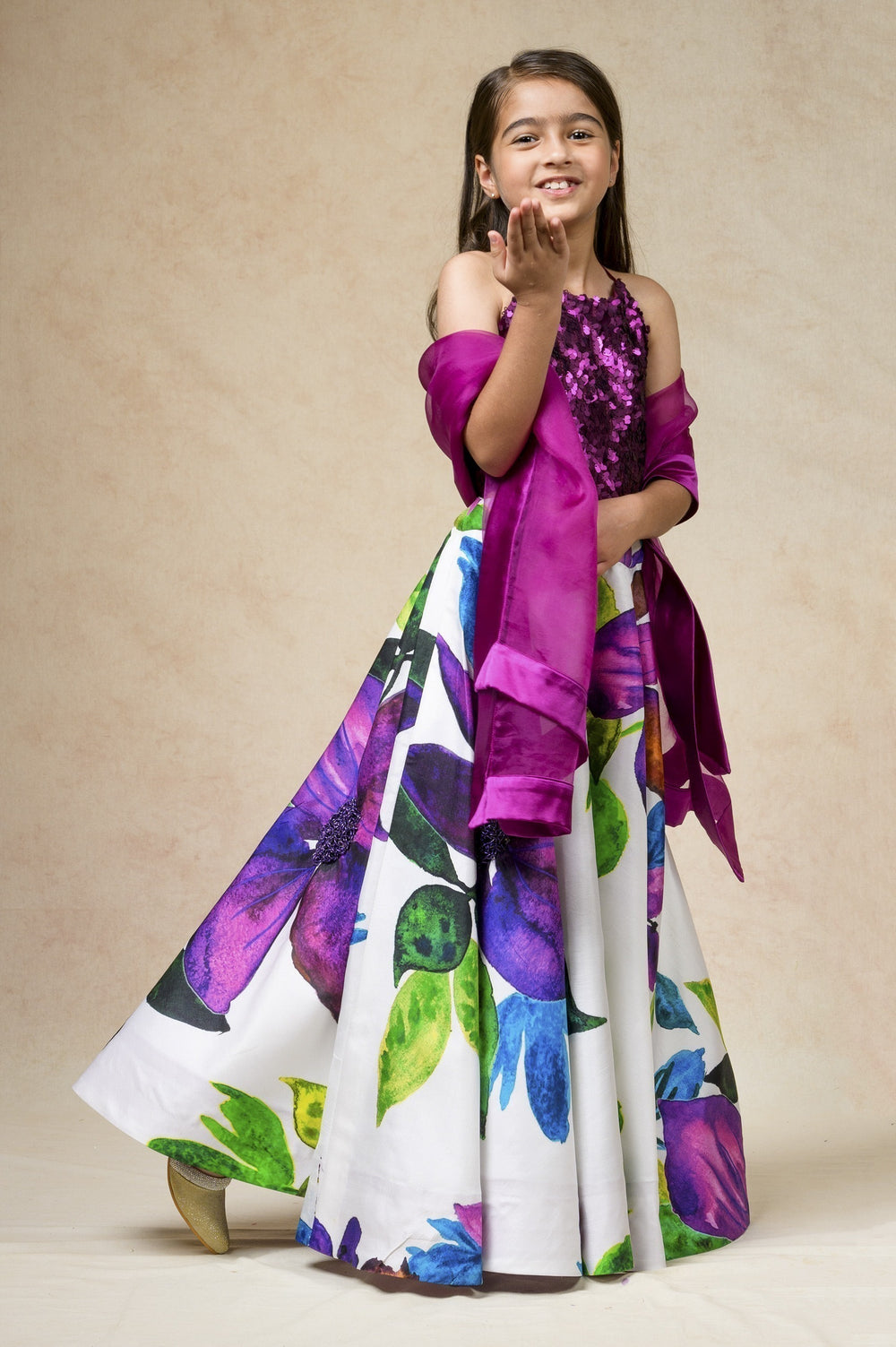 Hand Embroidered silk twinning set for Mom + Daughter + Son image 16