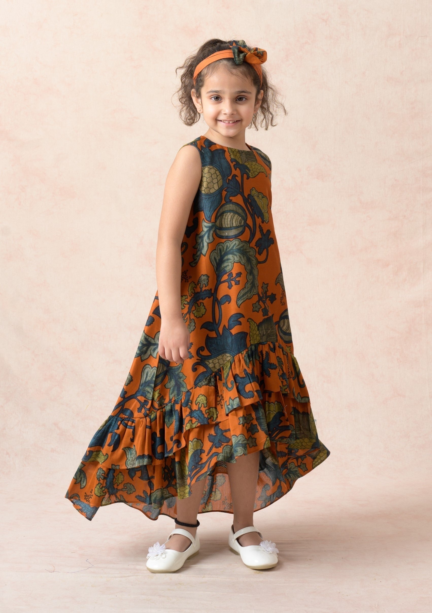 Squash color silk sibling set for Sister + Brother image 2