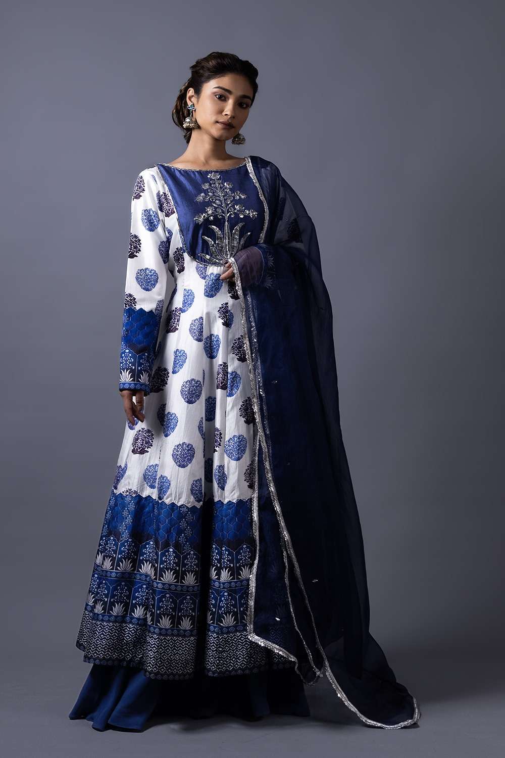 Neeli buti Hand Embroidered twinning set for Mom + Daughter image 1