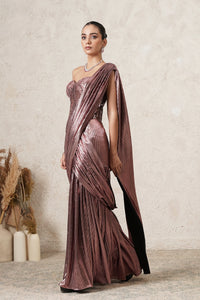 Masoom embroidered corset blouse with Metallic Pre-Draped Saree