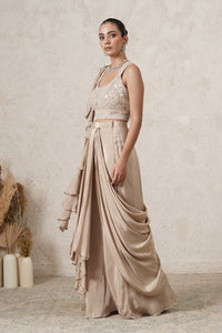 Lehar Ruffle Pre-Draped Saree with Sequin Blouse