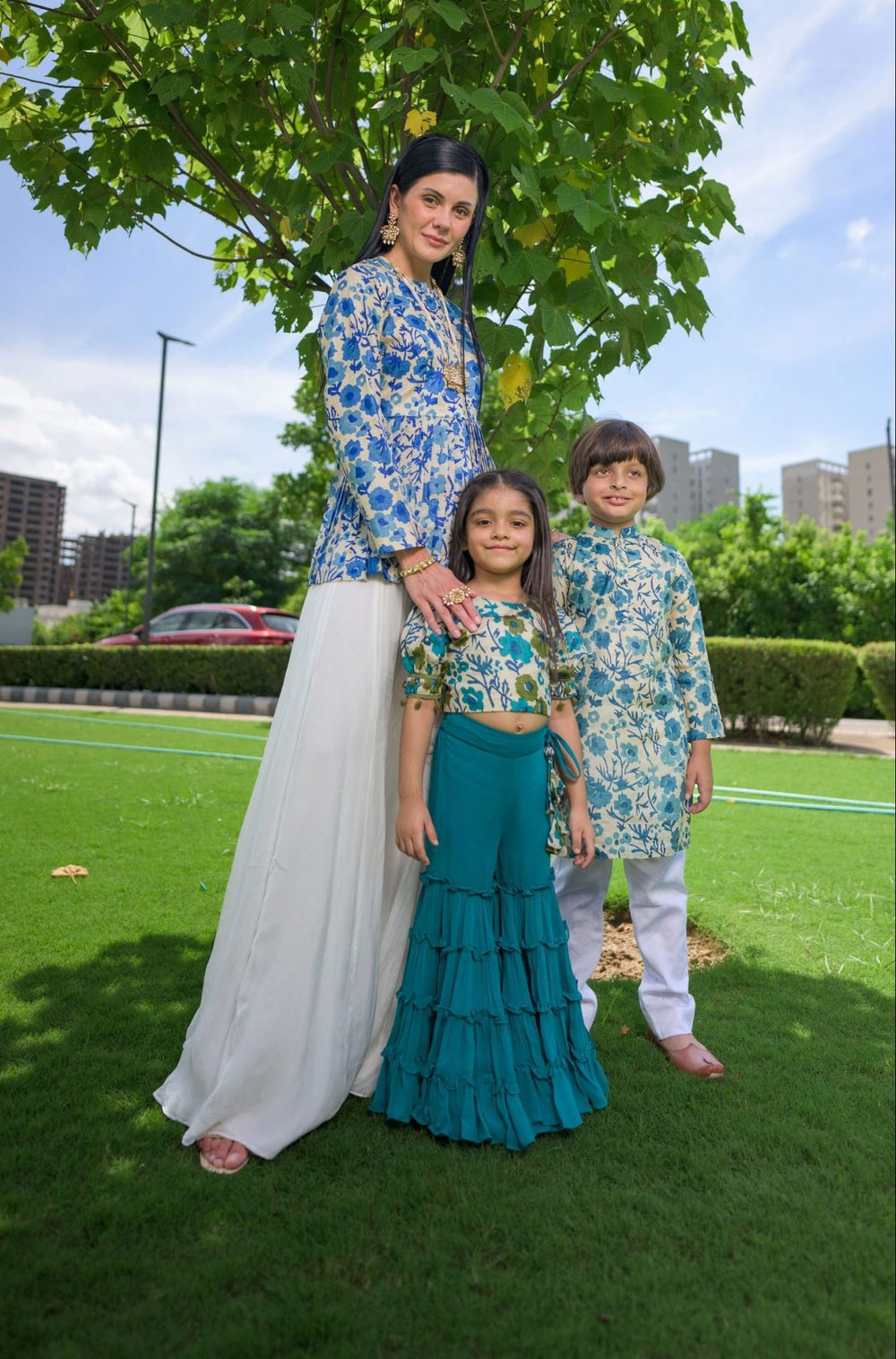 Tussar Silk Set for Mom + Daughter + Son image 7