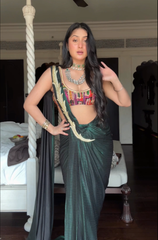 Influencer Gia in our Intricate Handwork Pre-Draped Saree image 0