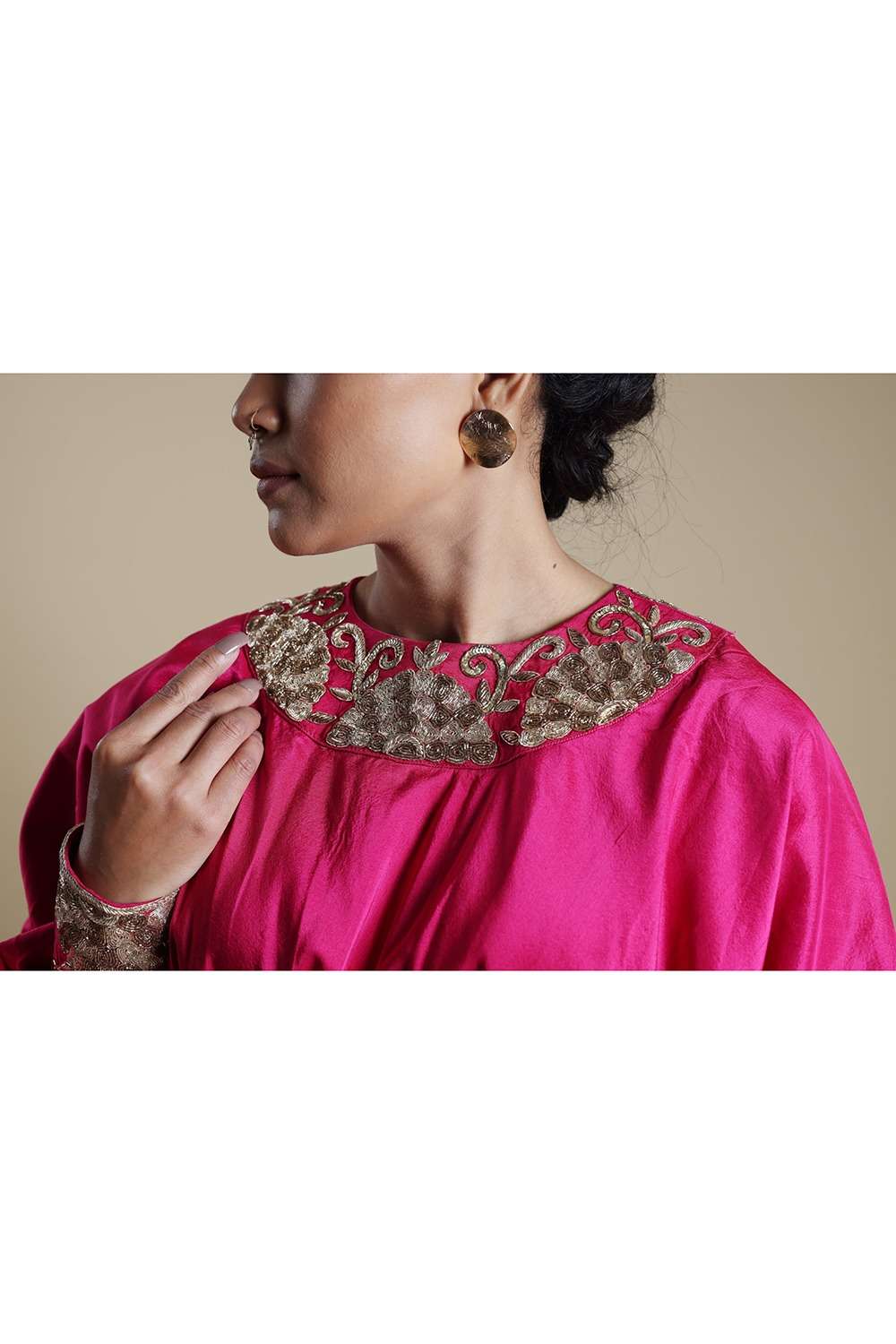 Hand-Embroidered Jharokha Print Twinning Set for Mom + Father  + Daughter image 7