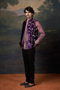 Hand-Embroidered Nehru Jacket with embrodiered organza shirt and pants image 0