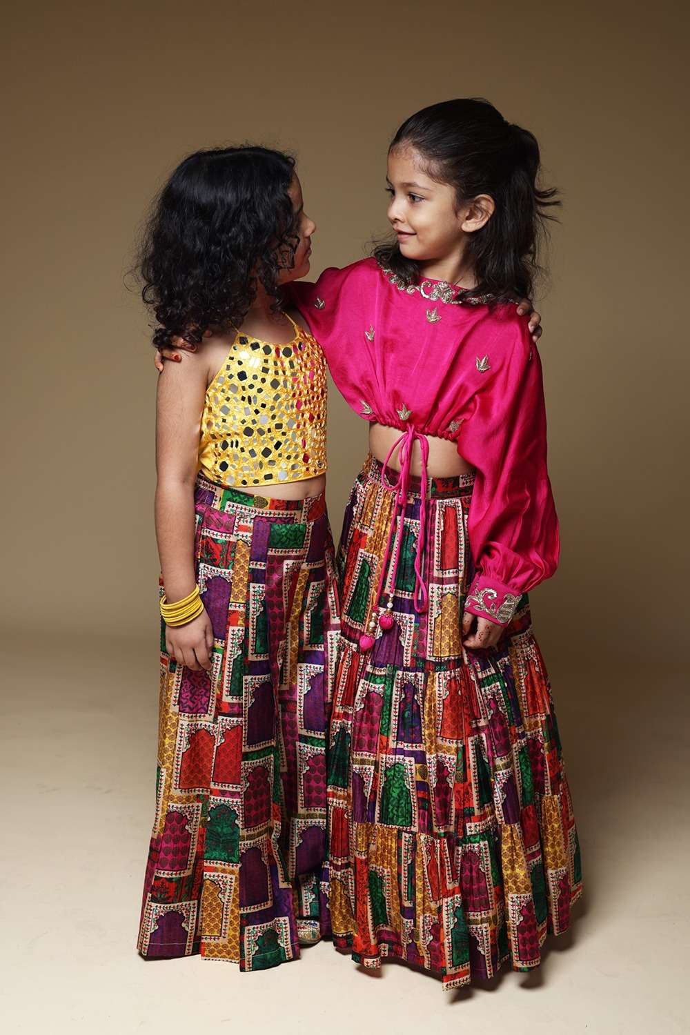 Hand-Embroidered Jharokha Print Twinning Set for  Sisters image 0