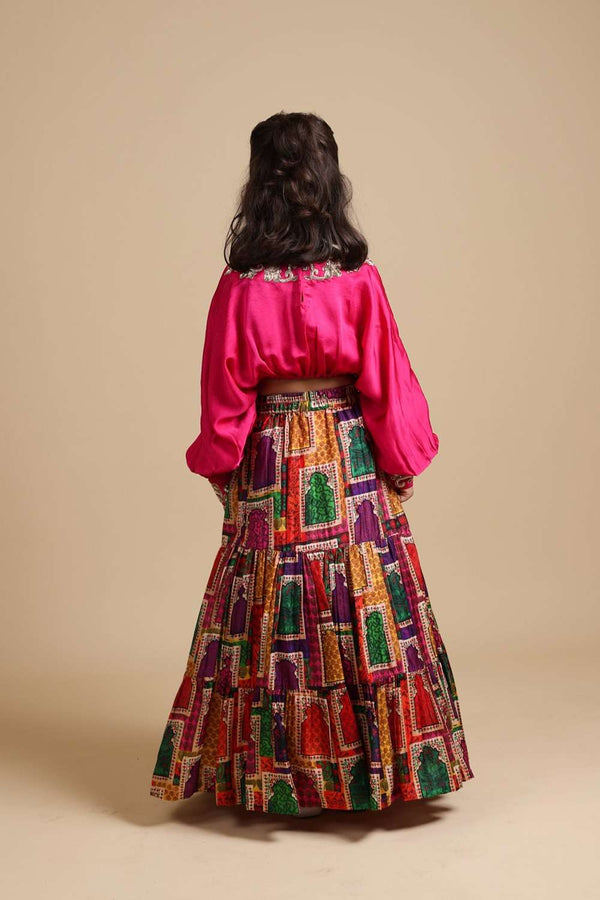 Hand-Embroidered Jharokha Print Twinning Set for  Sisters image 3