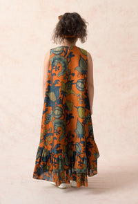 Floral flared silk dress image 4