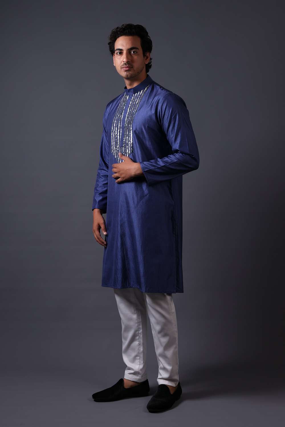 Neeli buti Hand Embroidered twinning set for Father  + Son image 2