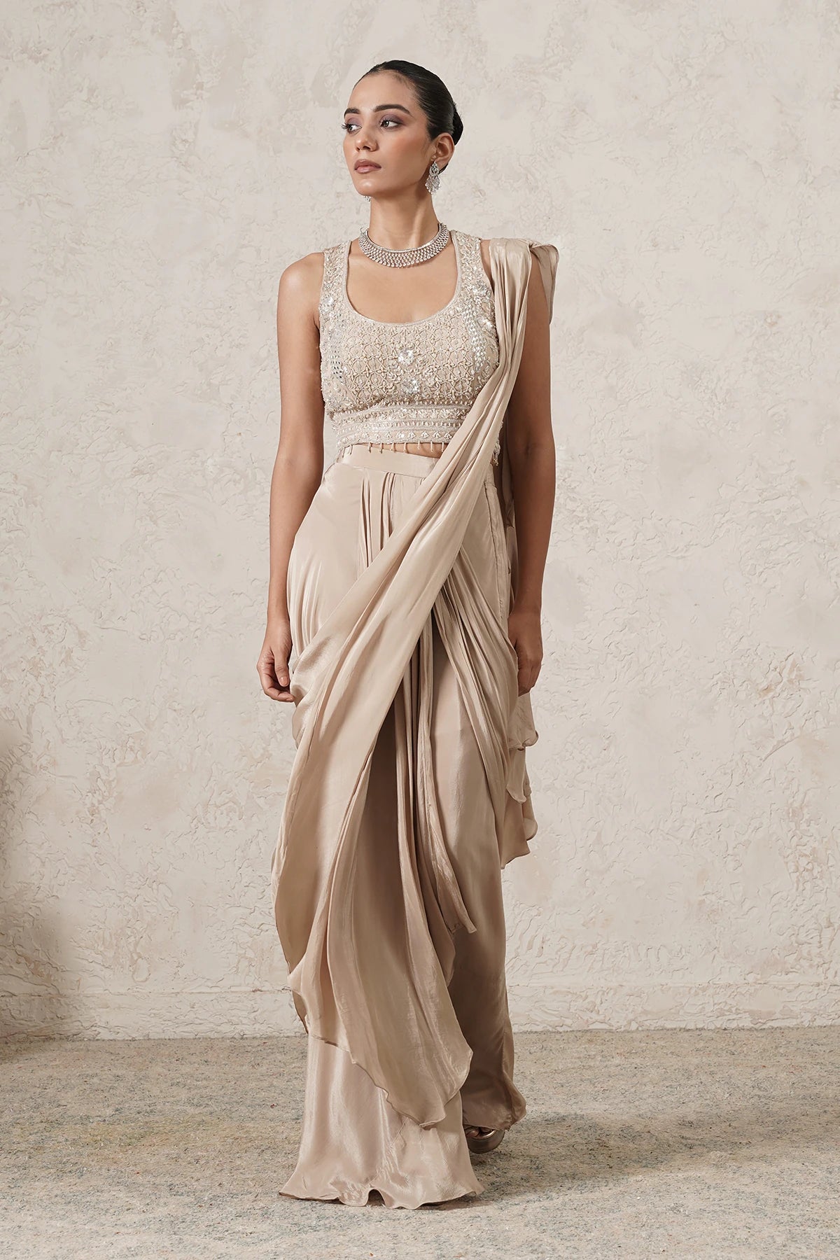 Lehar Ruffle Pre-Draped Saree with Sequin Blouse