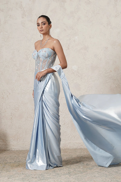 Shabnam Pre-Draped Saree with Hand-Embroidered Corset Blouse
