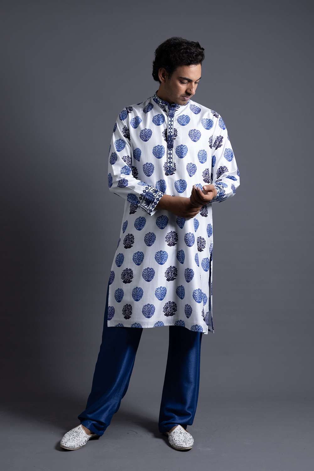 Neeli Buti Leather Work Twinning Set for Father  +  Son image 7