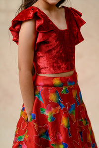 Hand Embroidered Lehenga With Ruffle Blouse And Feather Dupatta image 5