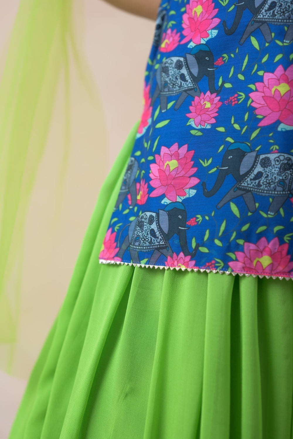 Kurti with silk lehenga, dupatta image 7