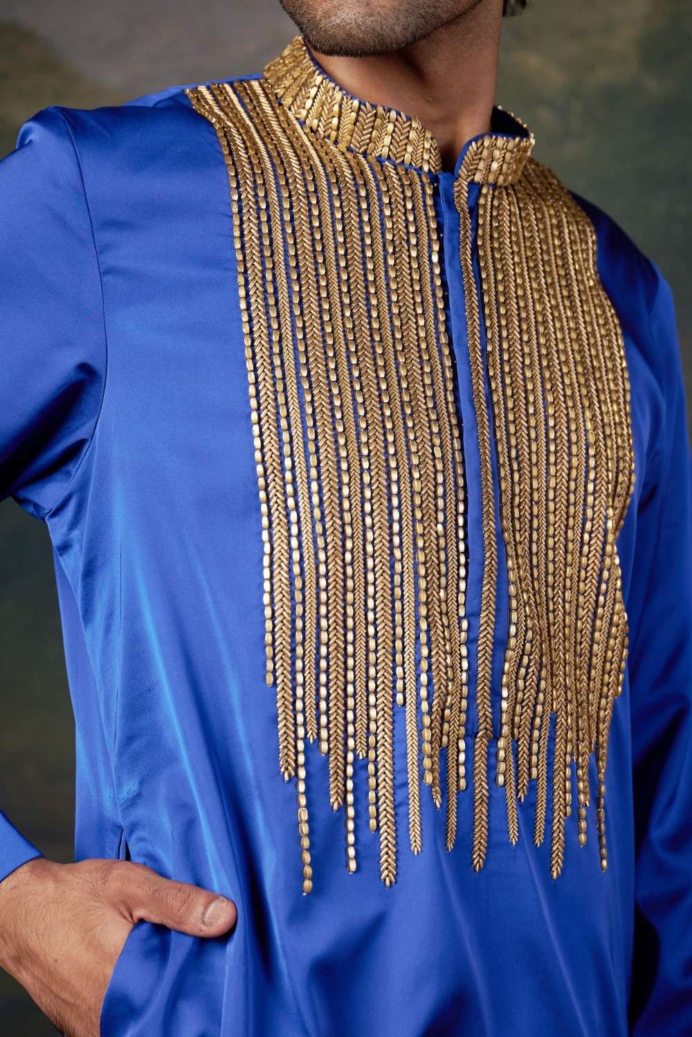 Antique Hand-Embroidered Kurta with Matching Pyjama image 6