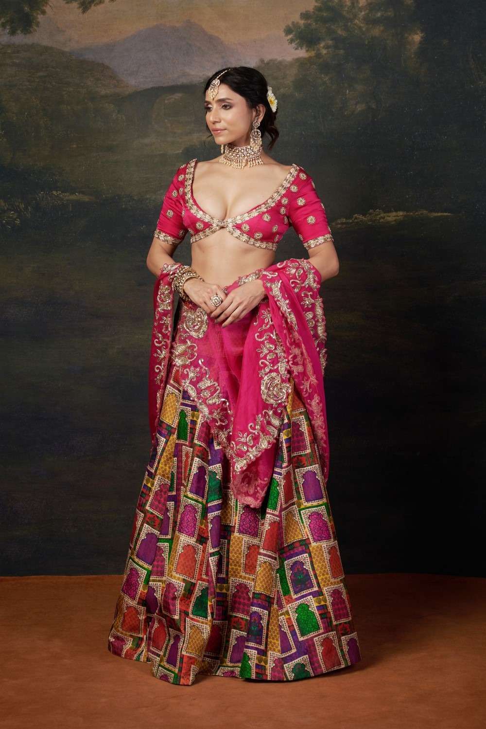 Heavy Zardosi Work Bridal Lehenga Set image 7