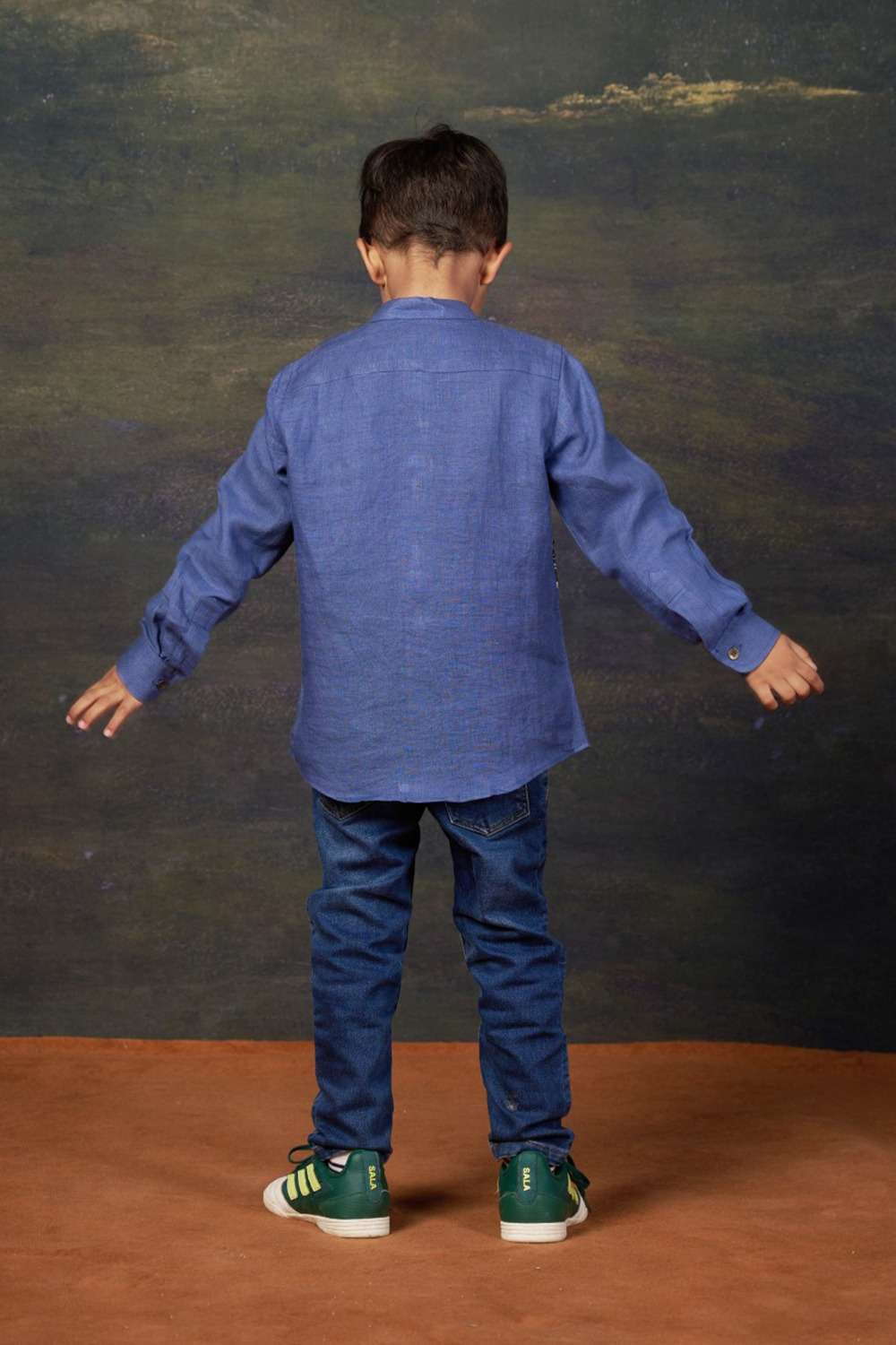 Blue Shirt with Buti Print Panel image 4