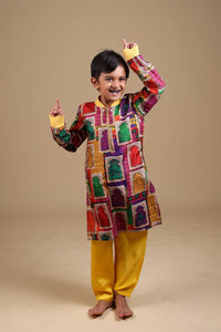 Hand-Embroidered Jharokha Print Twinning Set for Brother  +  Sister image 13