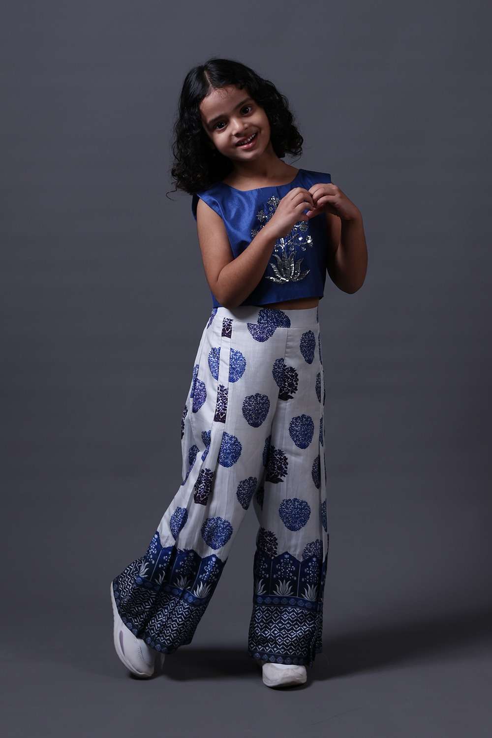 Neeli buti Hand Embroidered twinning set for  Father + Daughter + Son image 8