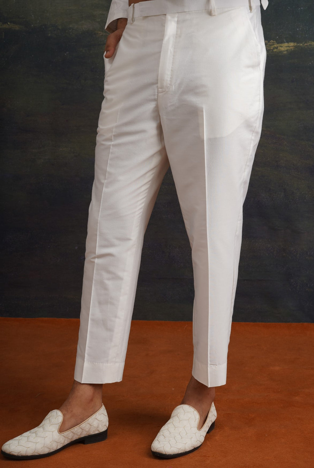 Ivory Hand-Embroidered Zari Work Logo Kurta with Matching Pant image 2