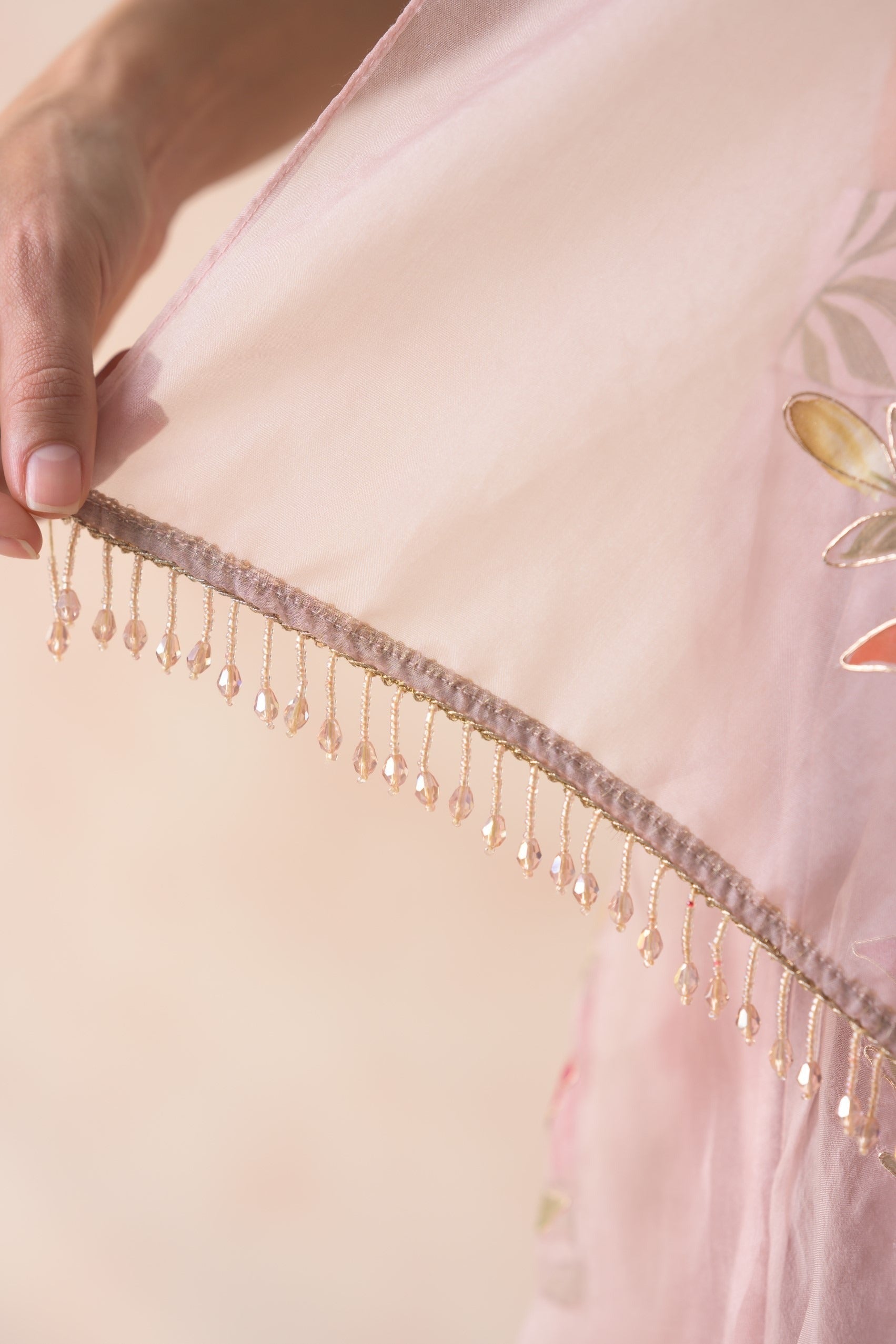 Embroidered blouse with organza lehenga, dupatta image 15