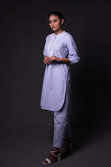 Blue and White Stripes Print Kurta with Palazzo image 3