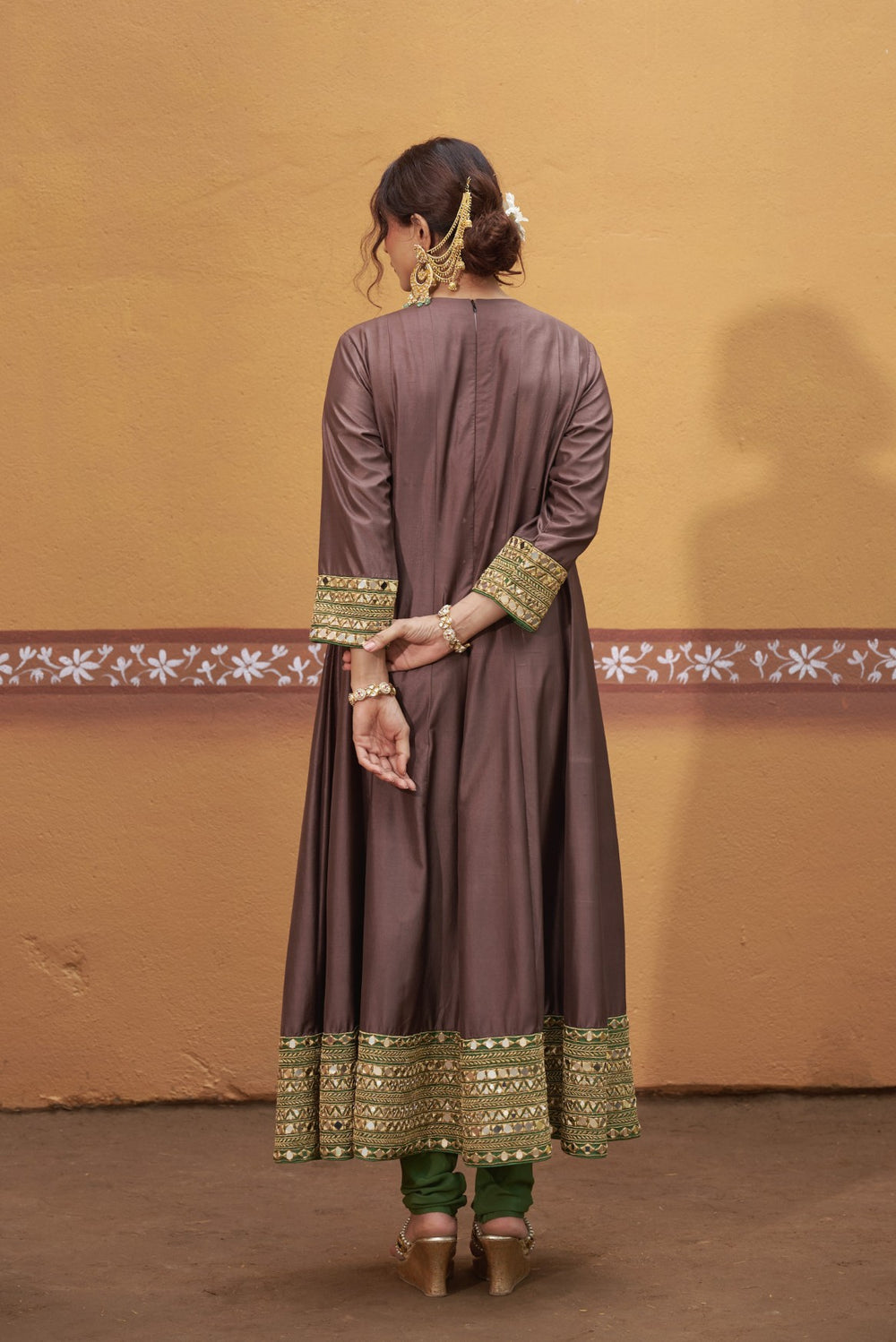 Anarkali with embroidered border and yoke image 1
