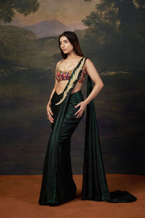Influencer Gia in our Intricate Handwork Pre-Draped Saree image 2
